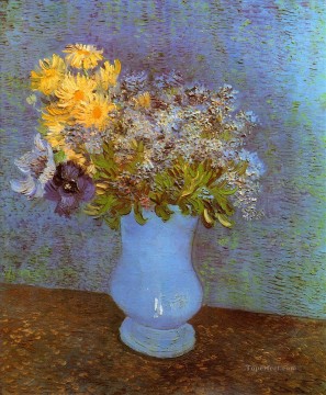  Vase Art - Vase with Lilacs Daisies and Anemones Vincent van Gogh